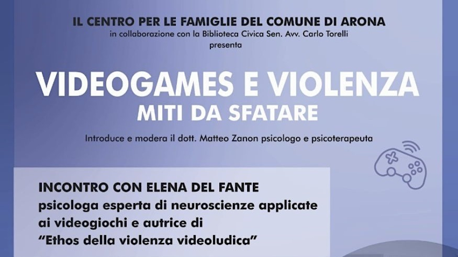 Arona, Centro per le Famiglie: incontro “Videogames e violenza: miti da sfatare”